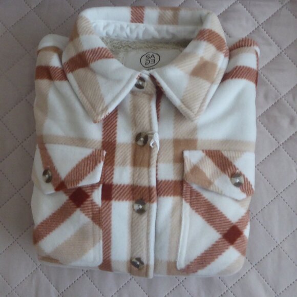 Sage Ladies' Plush Shirt Jacket Shacket Plush Soft Sherpa Lined NEW - Picture 3 of 11